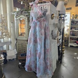 Lulu's Blue and Pink Floral Gown